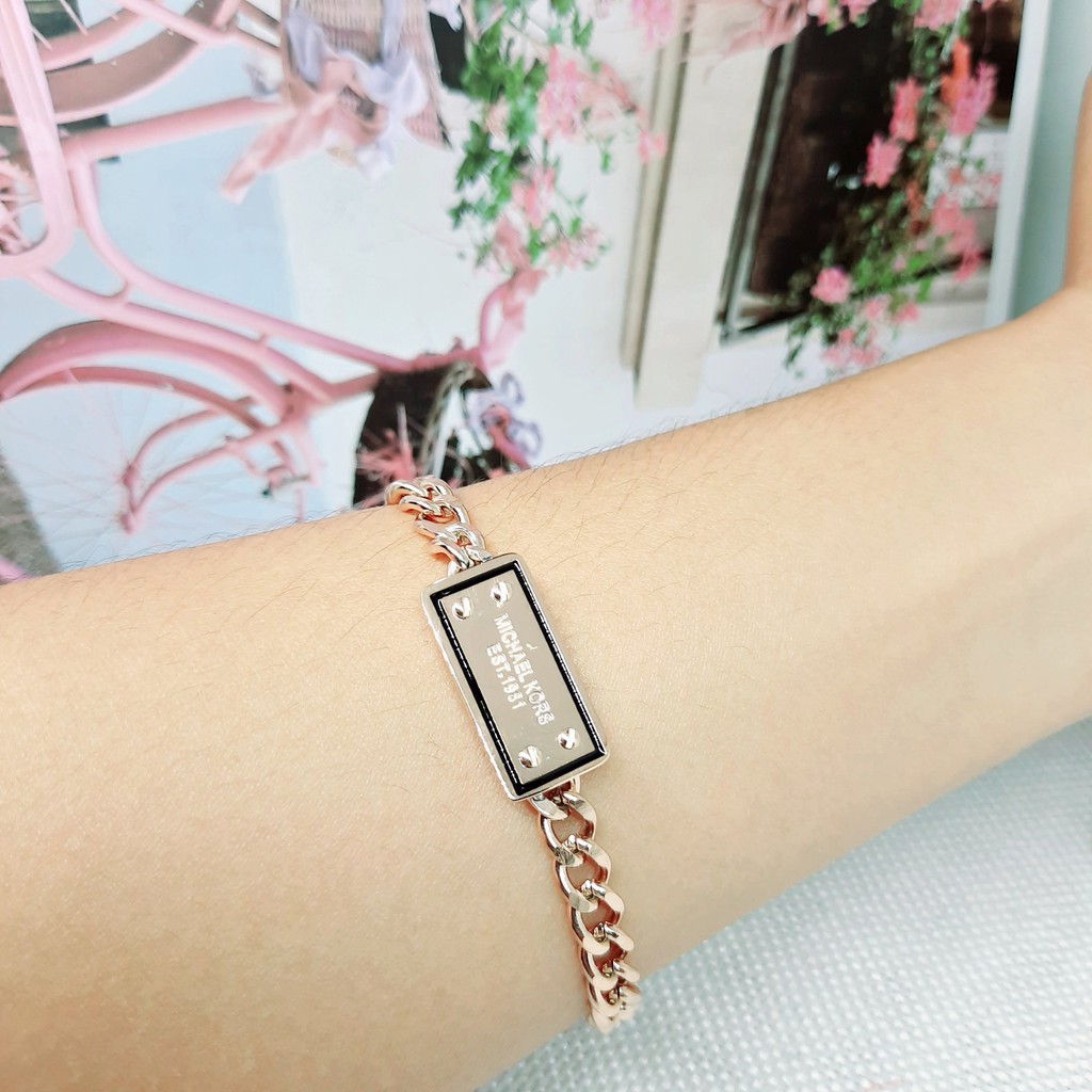 Gelang Titanium Rantai Tebal Motif Plate Rose Gold - BB562