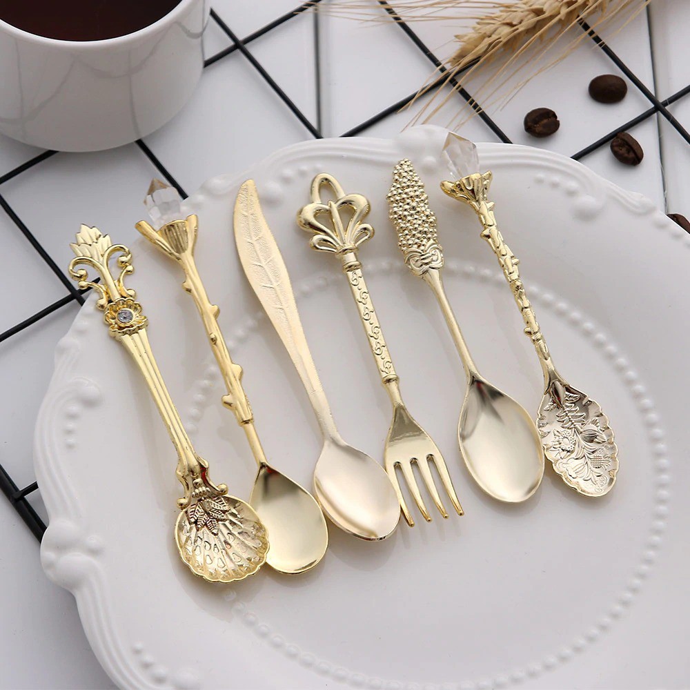 Set Sendok Garpu Teh Vintage Teaspoon Fork Royal Style