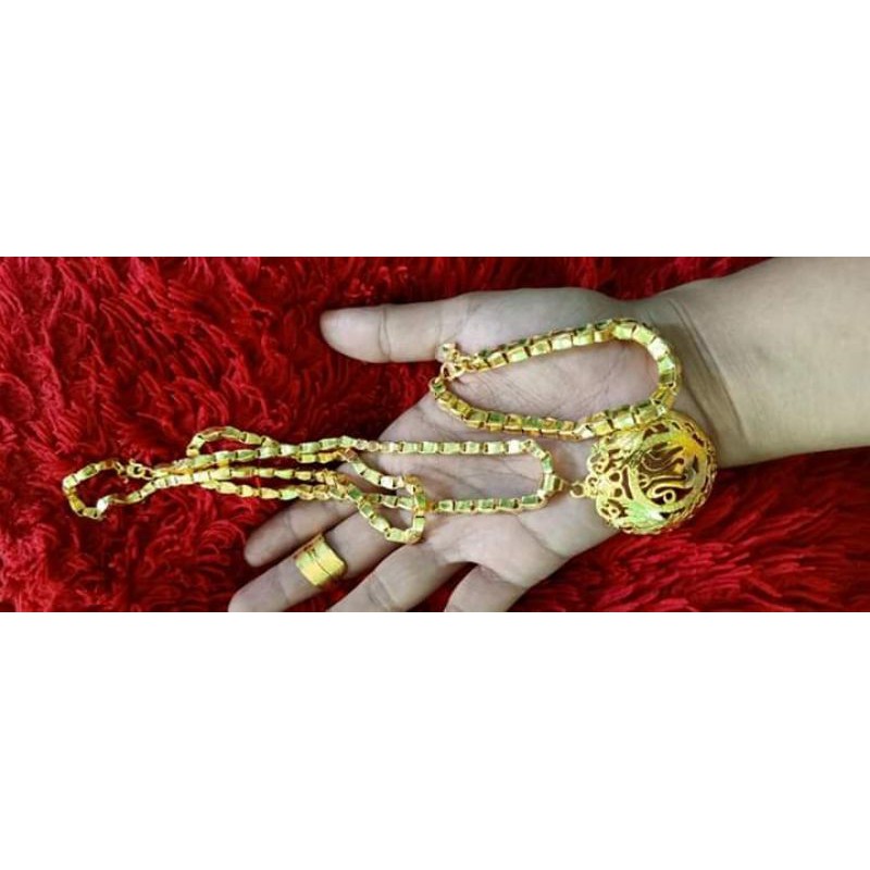 set perhiasan padi Lapis emas 24k setara 5 suku emas