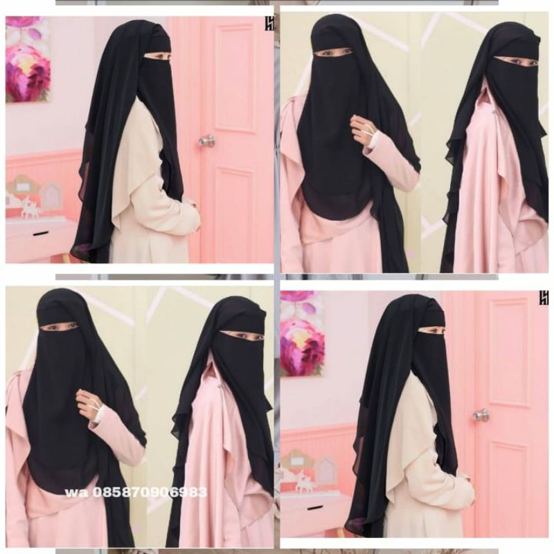 Jual Niqab Yaman 2 Layer Bahan Siffon Indonesiashopee Indonesia 8267