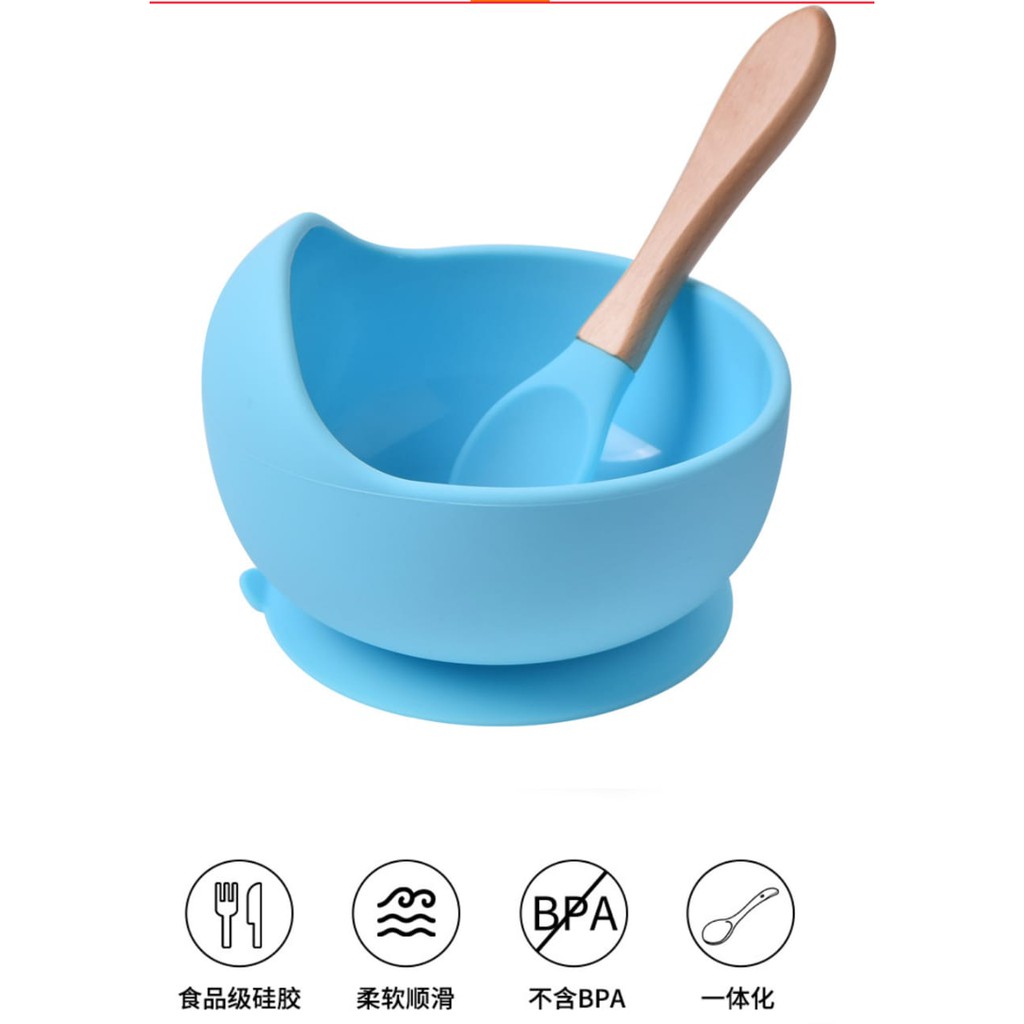 [BIG SALE] MANGKOK BAYI SET SENDOK BIB Warna Anti Slip / MANGKUK SET TEMPAT MAKAN ANAK / SUCTION BOWL