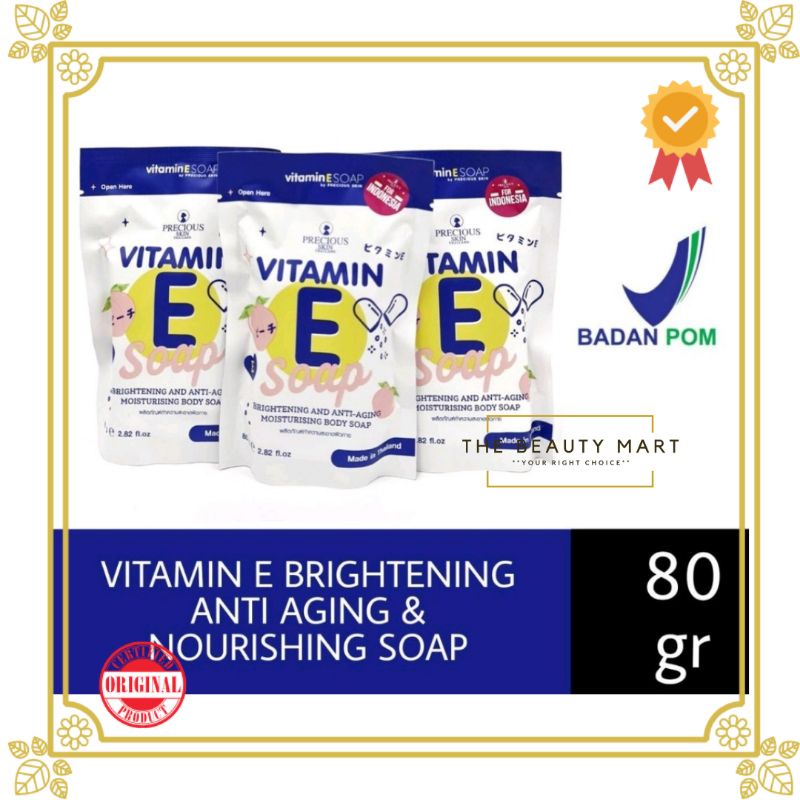 Precious Skin Vitamin E Peach Brightening Body Soap 80g / Sabun Pemutih Badan | Sabun Vit E 80g