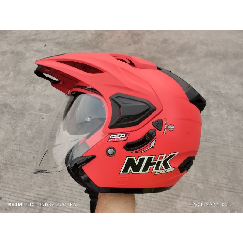 Helm NHK Crypton Predator double visor merah doff