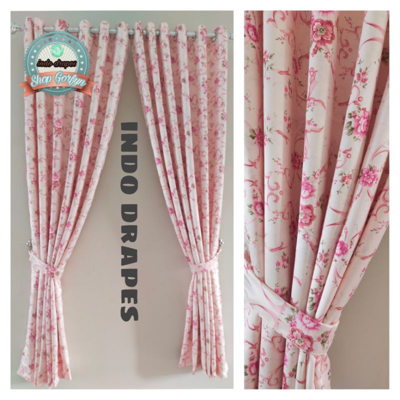 Gorden Jendela Minimalis Pendek kamar Blackout Import Shabby Pink Bolak Balik