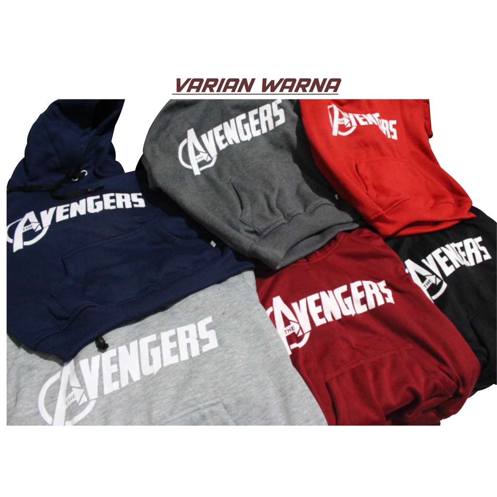 JAKET ANAK KEKINIAN SWEATER HOODIE SABLON AVENGERS TERBARU BAHAN FLEECE USIA 2TAHUN SAMPAI 12TAHUN LAKI LAKI PEREMPUAN