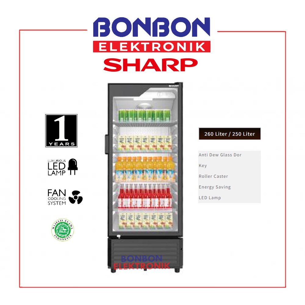 Sharp Showcase Display Cooler 250L SCH 250 FS / SCH250FS / SCH 250FS