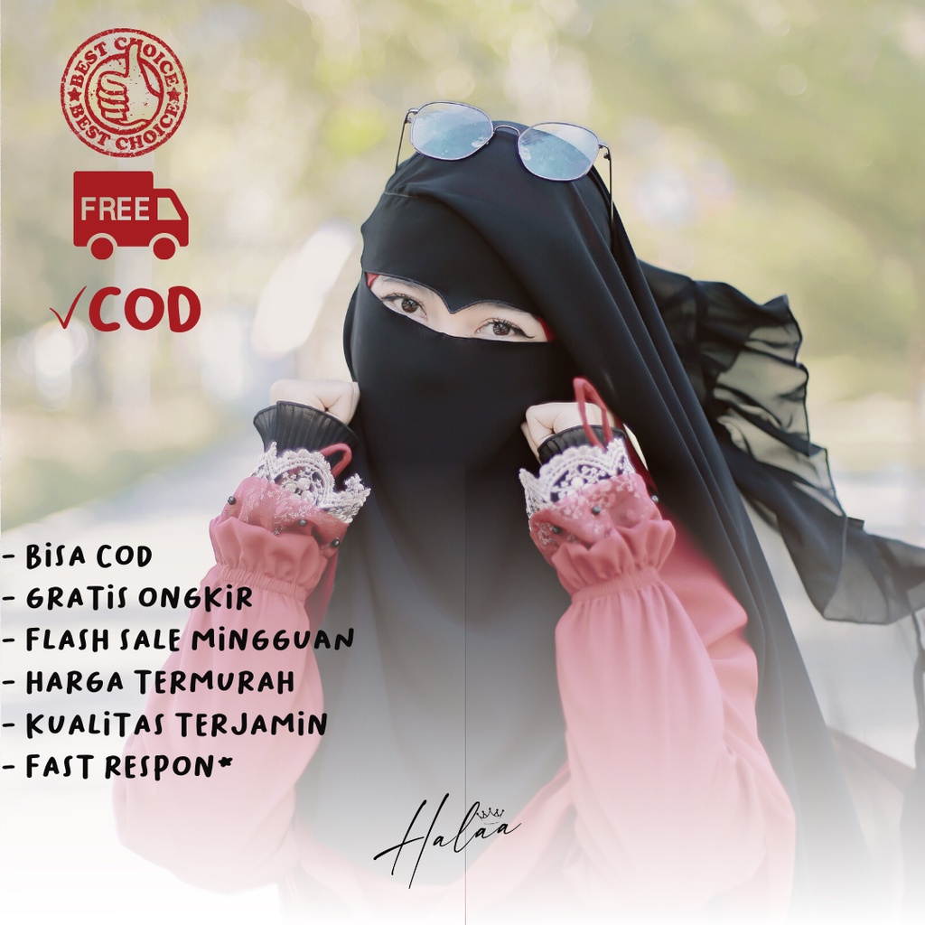 CADAR NIQAB LONG YAMAN EGALE REMPEL SIFON SILKY / SIFON PREMIUM BY HALAA