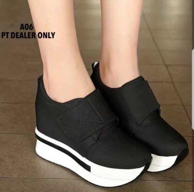 ZPT-Sepatu wedges tanpa tali wanita polos OF-72