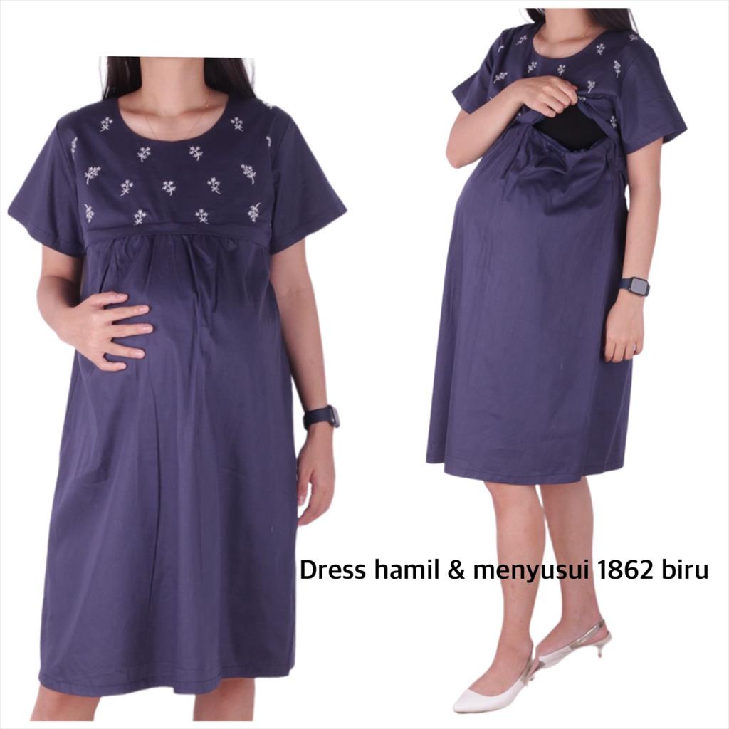 Baju hamil Dress Hamil Menyusui 1862 dress ibu hamil