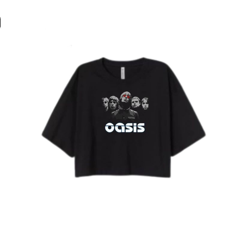 CROP TEE OASIS | KAOS CROP TOP BAND METAL VINTAGE OVERSIZE H&M HITAM WANITA | CROPTEE WOMAN