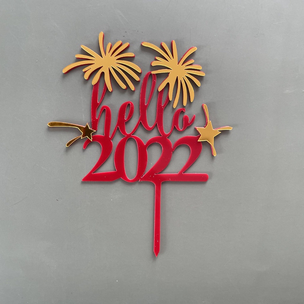 Topper Kue Desain Happy New Year 2022 Untuk Dekorasi