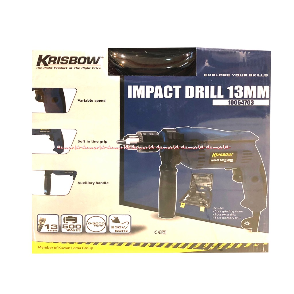 Krisbow Impact Drill 13MM 500W Mesin Bor Alat Bor dengan Kabel Boor Ngebor