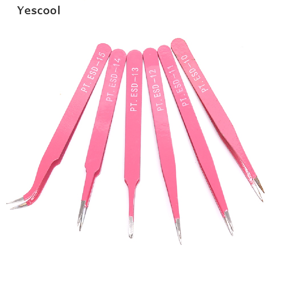 Yescool Professional pink Eyebrow Tweezers Hair Beauty Slanted Stainless Steel Tweezer .