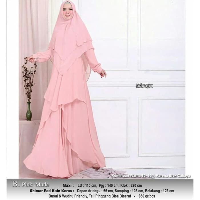 BAJU GAMIS PINK / BAJU GAMIS SYARI SYAR I CERUTY PINK MUDA ELEGAN