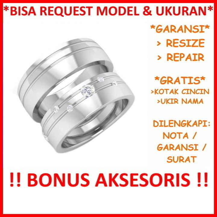 Gratis Ukir Nama Garansi Silver Asli Bisa Pesan Model Cincin Kawin Couple Perak Tunangan Nikah Id516