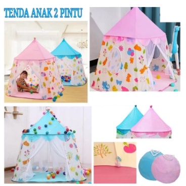 Tenda Anak Model 2 Pintu Warna Warni Tenda Bermainan Anak Tenda Lipat Original