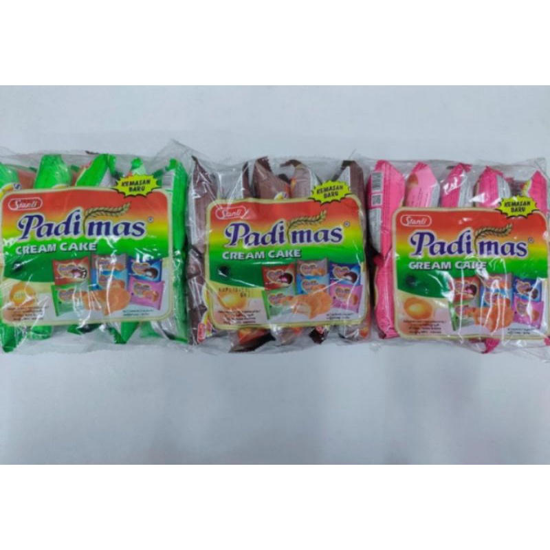 Kue Bolu Padimas Cream Cake Varian Rasa Coklat Pandan Strawberry Vanila Pak Isi 10 Pcs