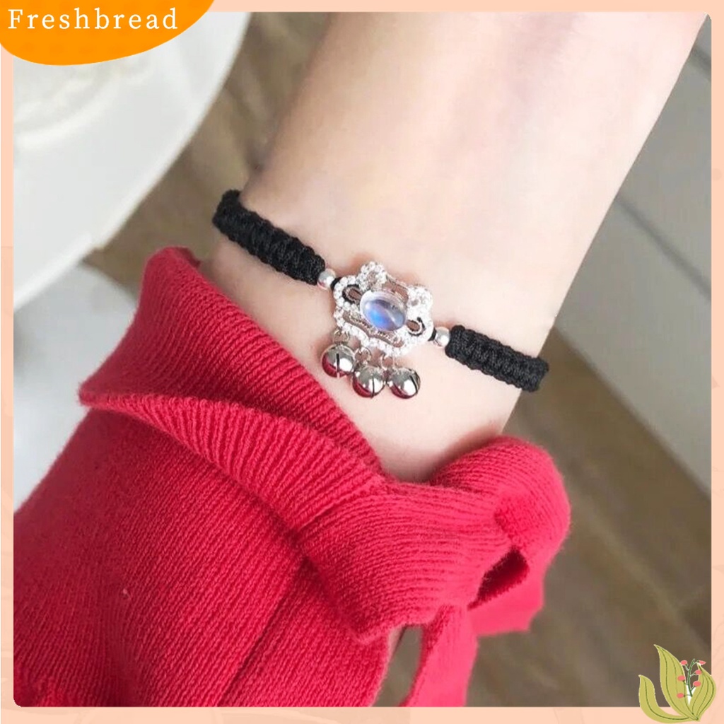 Terlaris Women Simple Braided Lock Shape Bell Dangle Wrist Bracelet Good Luck Jewelry