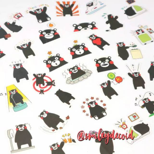 Sticker Motif Kumamon 38Pcs untuk Diary Planner Scrapbook DIY Craft