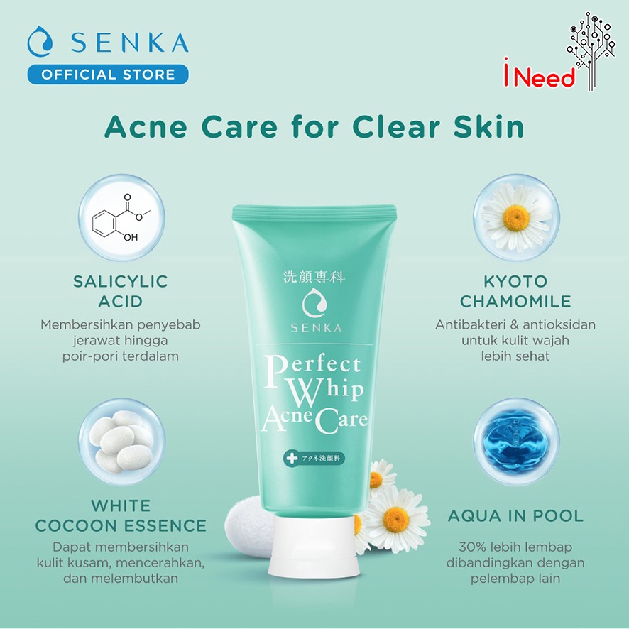 (INEED) (Acne Care 100gr) SENKA - Perfect Whip Acne Care 100g (Untuk Kulit Berjerawat)