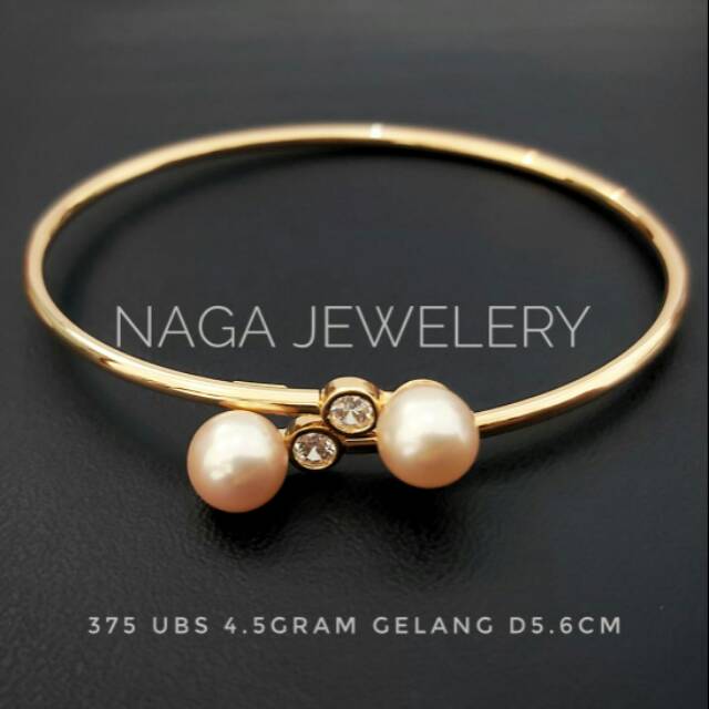 GELANG OVAL VARIASI MATA MUTIARA EMAS KADAR 375