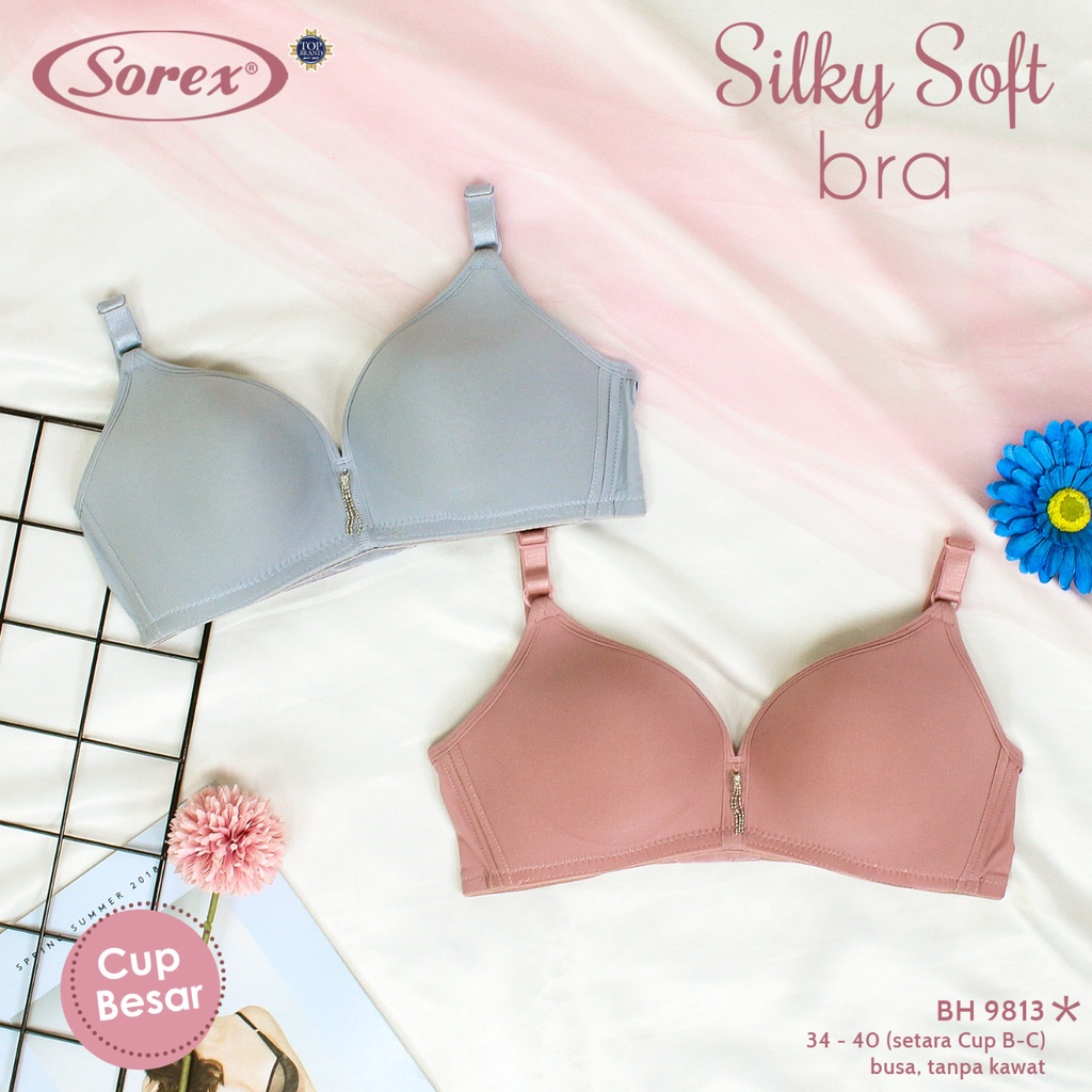 Bh Bra Sorex 9813 (Cup B) Licin Silky Soft | Busa Tipis Tanpa Kawat | Basic |jc