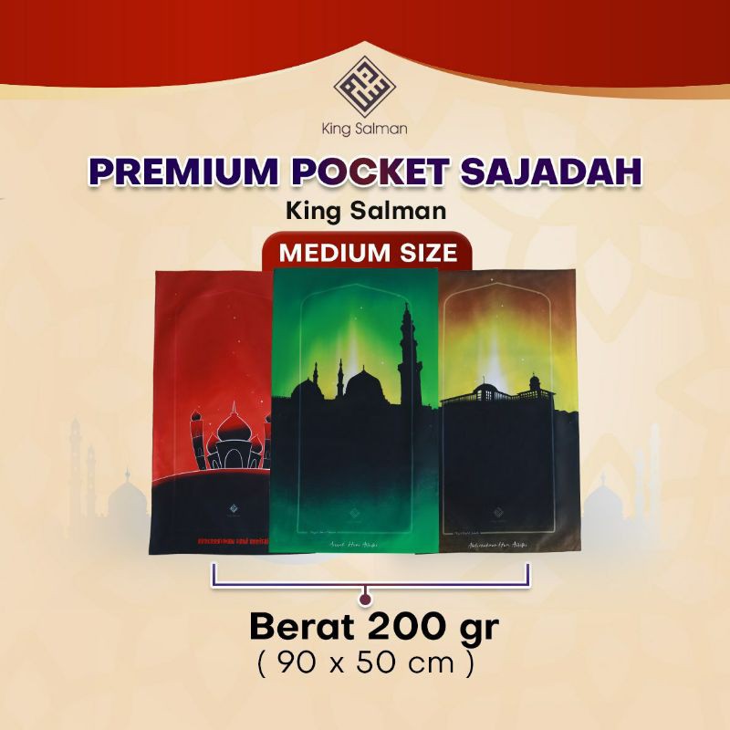 Sajadah Travel Premium KING SALMAN MEDIUM Bisa Custom Nama Sajadah Traveling Sejadah Travel Lipat