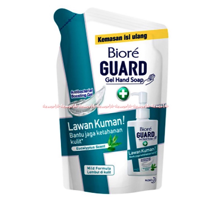 Biore Guard 250ml Gel Hand Soap Lawan Kuman Mild Formula Lembut Dikulit Sabun Cuci Tangan Refill Kemasan Isi Ulang Pouch 250 ml warna Biru