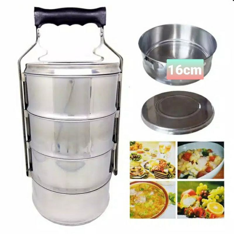 Rantang Makanan ,  4 Susun 16 CM , Rantang Stainless Stelle