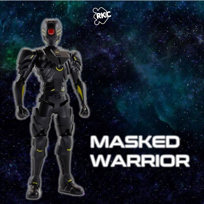 Mainan robot action figure BIMA S ada lampu LED badan putar 360 lisensi MNC EAGLE MASKED