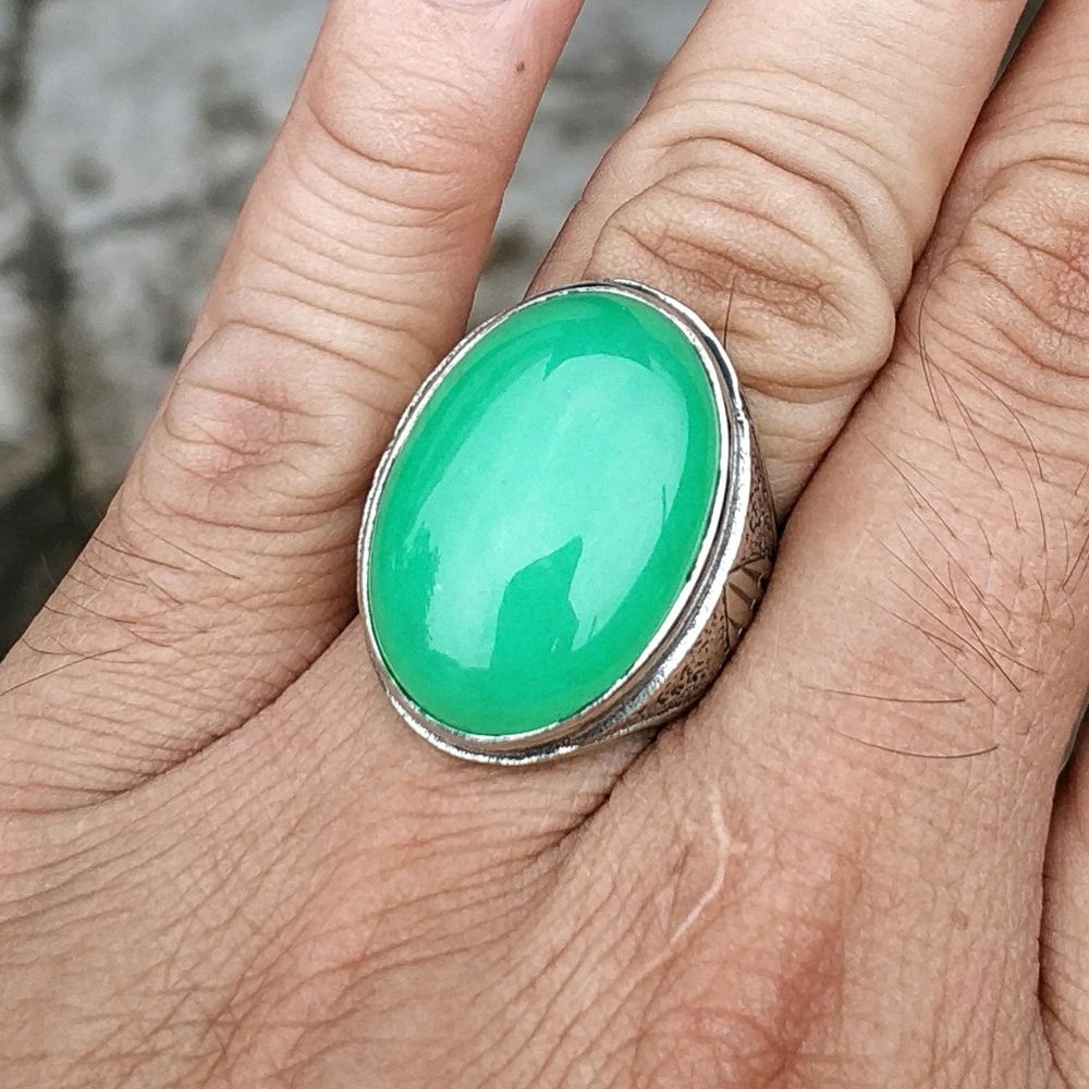 CINCIN BATU AKIK NATURAL GREEN JADE MALAYSIA GIOK BIG SIZE