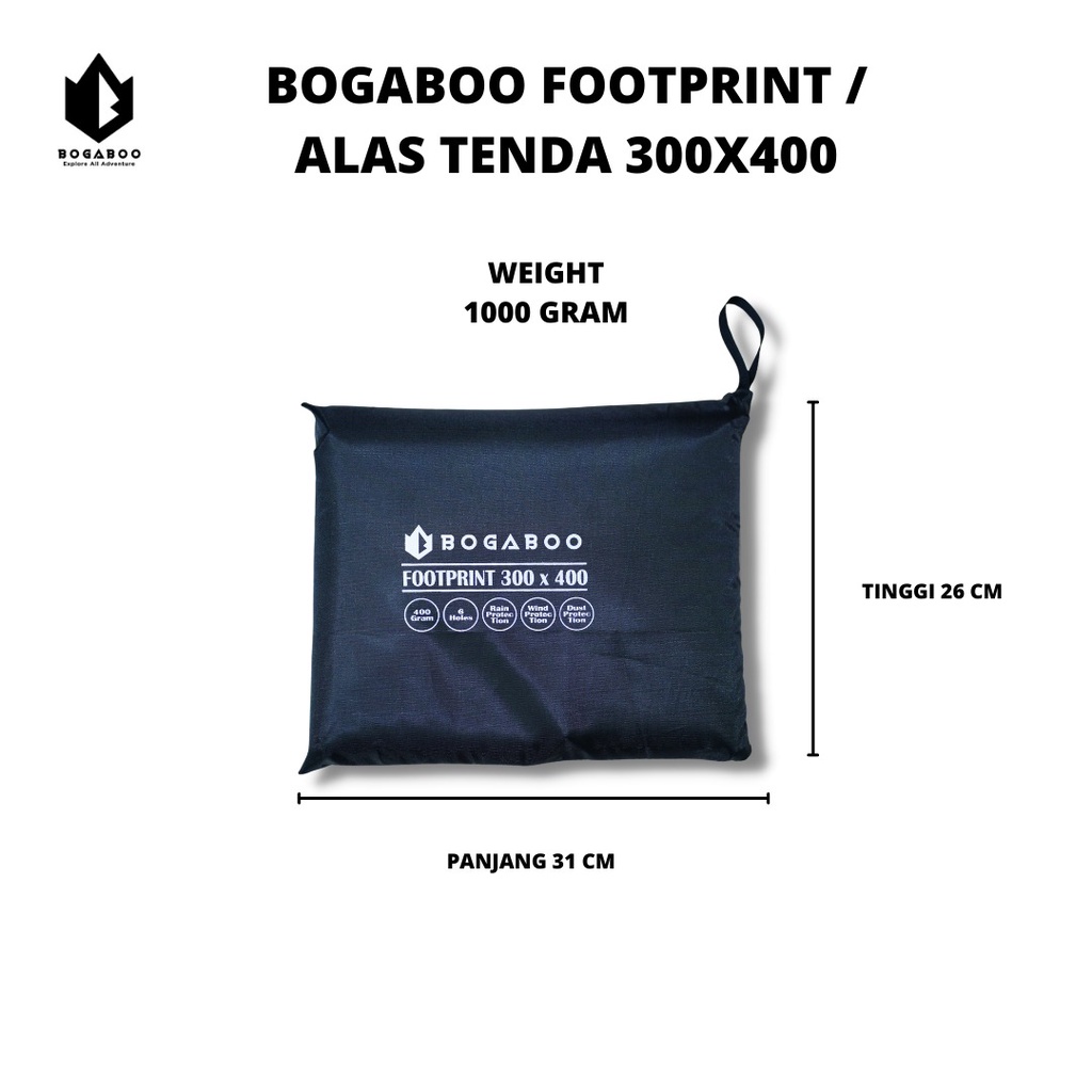 Footprint / Alas Tenda Bogaboo 300 CM X 400 CM Foot Print Tneda - Terpal Tenda Bisa Untuk QUECHUA ARPENAZ FAMILY - TENDA TUNEL