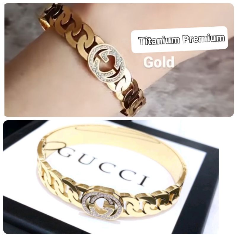 Gelang Titanium asli motif Gc Gold premium quality anti karat Bracelet Stainless Steel Ori 767