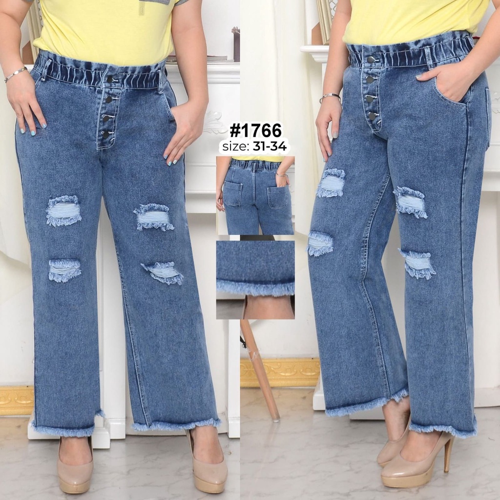 Celana Jeans Wanita Kulot Sobek Rawis 27-30 31-34 Bisa Bayar Ditempat(COD)