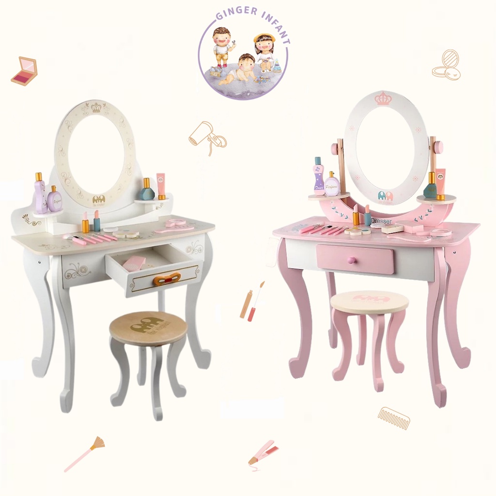 Jual Dresser natural dan pink pastel - MEJA RIAS ANAK - MEJA MAKEUP