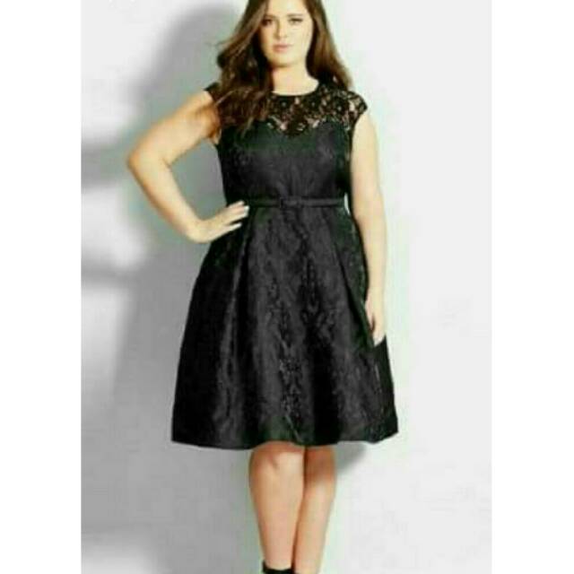 Dress Midi/Mini/Gaun Brukat/Brokat/Lace Jumbo Hitam Polos Cantik Elegant