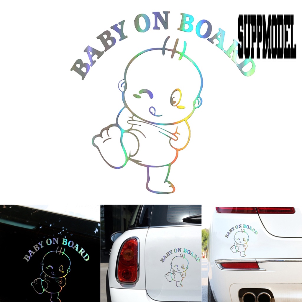 Stiker Reflektif Motif Baby On Board 3D Untuk Body Mobil
