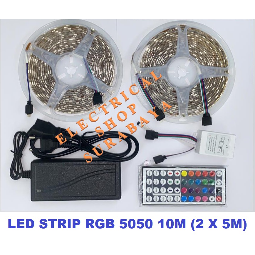 LED STRIP RGB 2835 5050 10M 5M (GROSIR) REMOTE ADAPTOR CONTROLLER SET LAMPU SELANG WARNA WARNI 3528