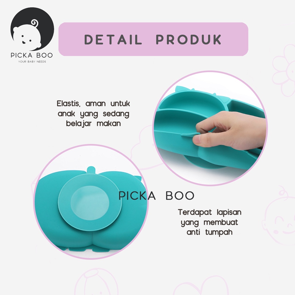 PICKA BOO Peralatan Makan Anak Lengkap Bahan Silikon