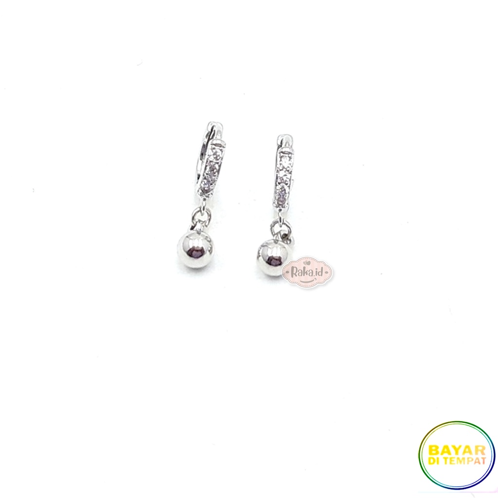 Anting Korean Style Clip / Klip Bulat Motif Mata Baris Jurai Pentul Perhiasan Aksesoris Wanita 1167