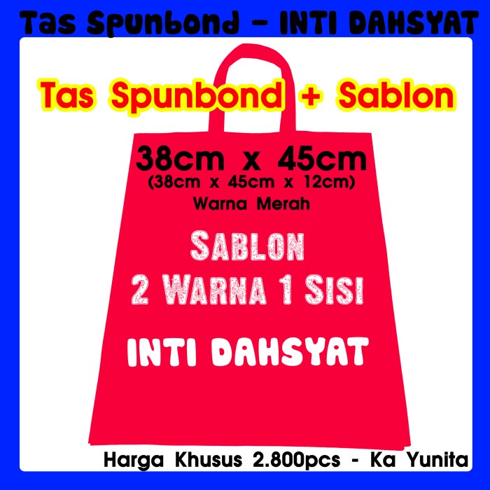

✨ BISA COD ✨ Sablon 2.800pcs Tas Goodie Bag 38x45 (MERAH) 2Warna 1Sisi - Ka Yunita