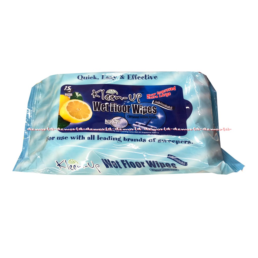 Kleen Up Wet Floor Wipes 15pcs Tissue Basah Untuk Lantai Biru Blue Kleenup Cleanup Kleen-Up Wets Floors Wipe Tisu Basah Untuk Pel Lantai Clean-Up Tissu