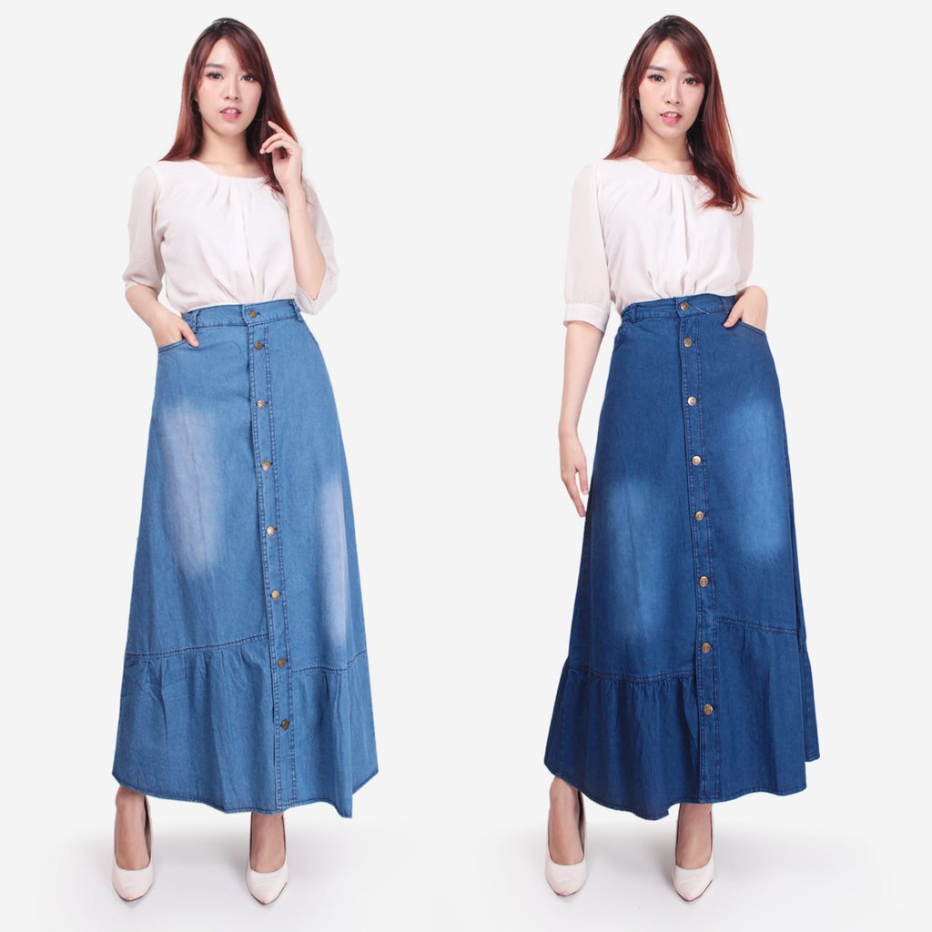 SB Collection Rok Maxi Navilla Panjang Longskirt Jeans Wanita