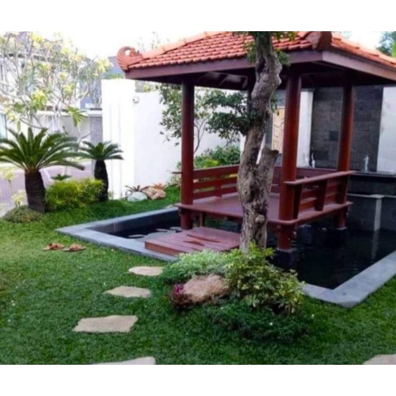 Saung gazebo kayu kelapa minimalis