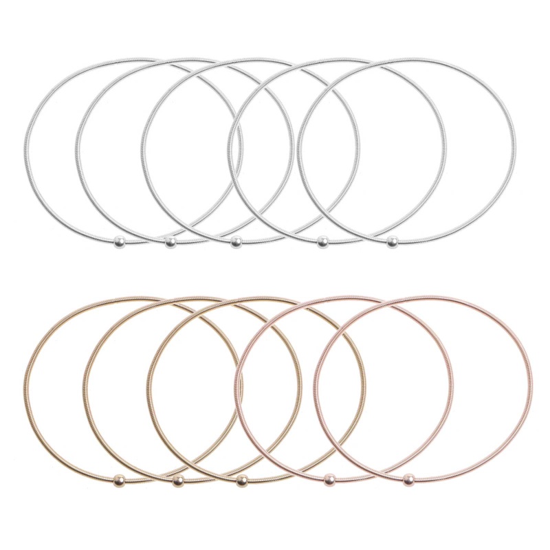 Siy 10pcs / Set Gelang Tangan Tumpuk Bahan Carbon Steel Warna Rose Gold Untuk Wanita