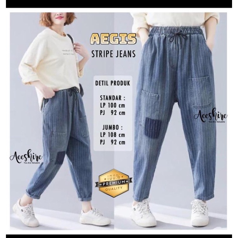 CELANA JEANS SALUR POTONGAN LONGGAR STRIPE JUMBO (AEGIS)