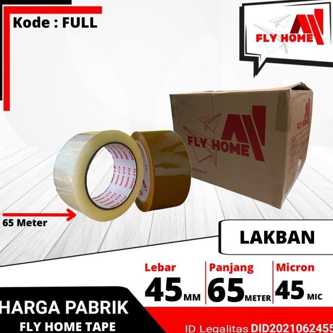 

FLY HOME Lakban Bening dan Coklat 1 Dus 72Yard | 45 x 72 Yard 65Meter