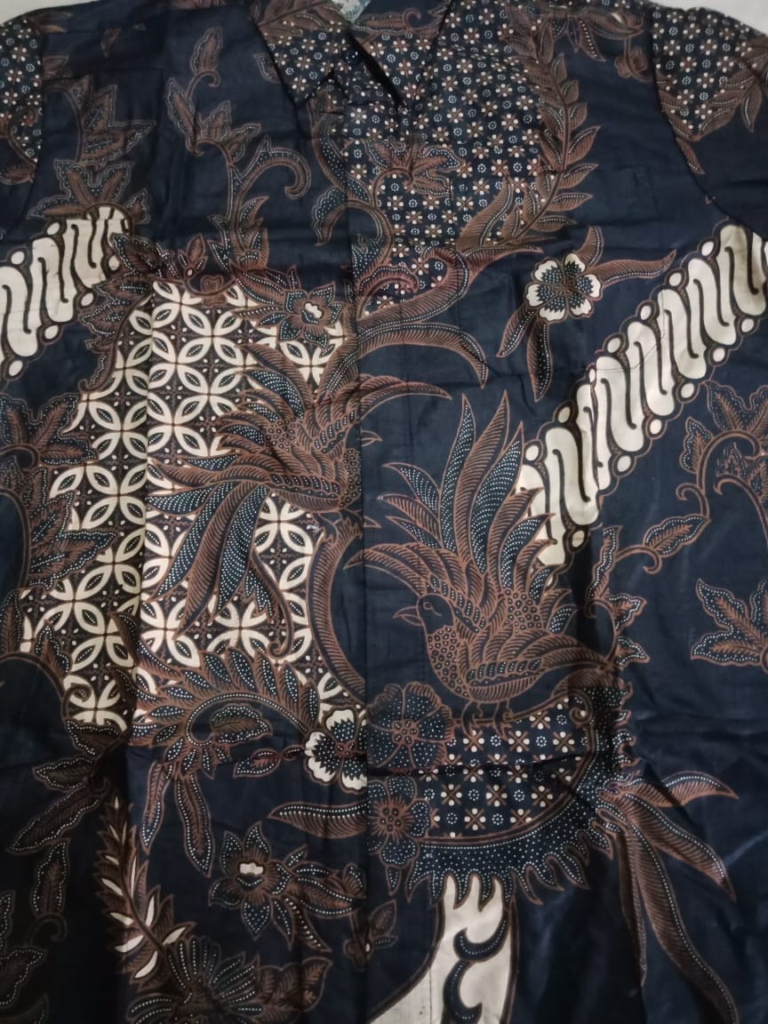 Kemeja Batik Pria Lengan Panjang Size M L Xl Xxl  Bswart Batik Hrb026 Kenongo Hem Panjang Pad