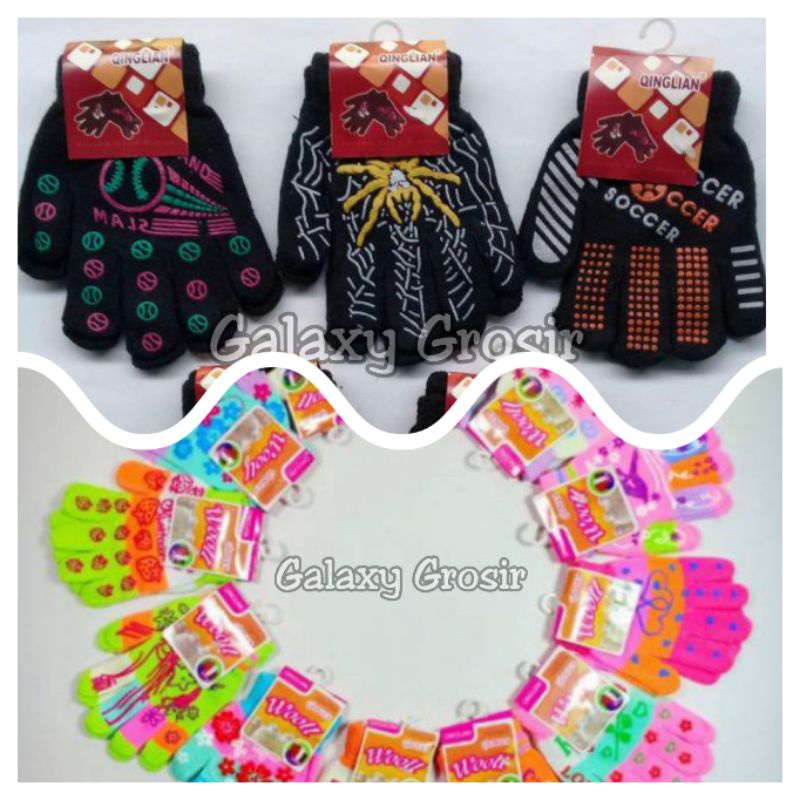 Sarung tangan Anak cewek/cowok[12pasang] motif