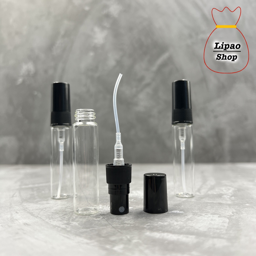 Botol Spray Kaca 5ml Parfum Vial Travel Refill Atomizer Tutup Hitam